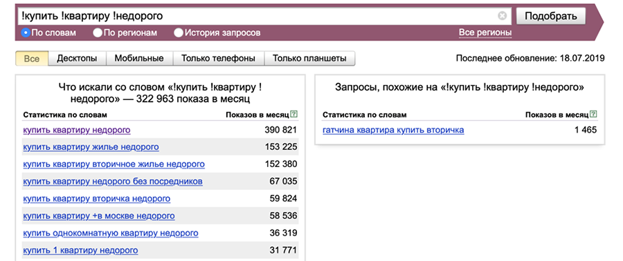 как пользоваться яндекс вордстатом